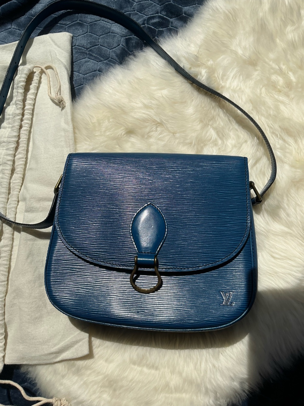 Louis Vuitton blue Epi Saint Cloud GM leather Crossbody Saddle Bag